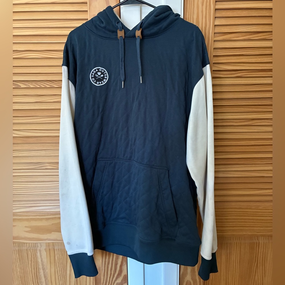 SAGA OUTERWEAR CO Navy and White Quilted Hoodie SIZE XL